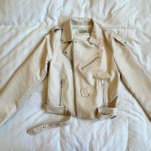 Cream Leather Jacket